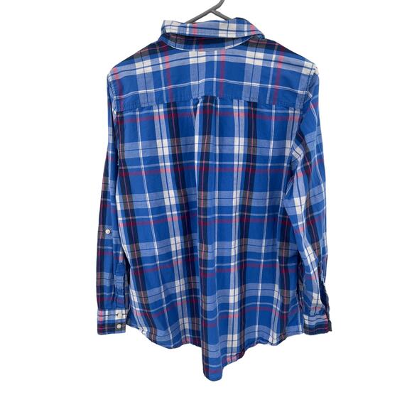 Tommy Hilfiger classic fit blue pink plaid long sleeve button front shirt sz XL - Picture 4 of 5